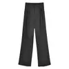 Pantalones casuales de pierna ancha recta de pierna ancha de verano para mujer petite, finos, de cintura alta, caídos, hasta el suelo, que ocultan la figura