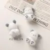 Fofo e fofo cachorro de pé tridimensional resina flocado DIY chaveiro feito à mão corrente de celular pingente acessórios