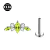 F136 Titânio Longo Cavalo Olho Flor Punção Jóias Dentes Internos Brincos Lábio Nariz Unha Acessórios 1.2/1.0mm Haste Espessura