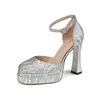 Zapatos Mary Jane de Tacón Alto con Patrón de Piel de Tigre Brillante 1188D para Mujer, Zapatos de Boda, Plataforma Impermeable, Zapatos de Tacón Súper Alto tipo Barbie, Zapatos de Salón