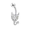 Nuevo color de uña para ombligo transfronterizo anillo para ombligo de circón acero de titanio doble cabeza en forma de corazón diamante uña para ombligo piercing corporal uña de leche