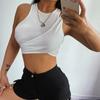 Chaleco Asimétrico de Color Sólido para Mujer Conjunto de Dos Piezas Ropa de Verano Top Casual con Volantes