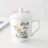 Taza de Agua de Cerámica Doméstica de Jingdezhen de Porcelana Fina con Tapa, Juego para Hotel Hotel Oficina Taza para Reuniones Taza de Té
