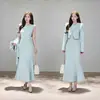 Otoño 2026 [Conjunto de Dos Piezas] Elegante Vestido de Cola de Pez Estilo Coreano con Abrigo + Conjunto de Vestido D10569