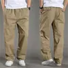 Pantalones casuales de algodón puro fino de primavera y otoño para hombre, pantalones holgados de pierna recta, pantalones de pierna ancha de talla grande, pantalones, monos multibolsillos
