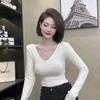 260g rayon decote em V manga longa camiseta feminina primavera e outono sexy justo emagrecimento base interna camisa curta vermelha feminina