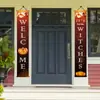 Cortina de porta para Halloween Decoração de feriado Amazon Cena de Halloween Faixa de porta de abóbora Couplet de porta de Halloween Couplet que brilha no escuro
