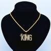 Nova moda hip-hop pingente masculino jóias titânio aço banhado a ouro diamante rei pingente colar explosivo atacado