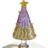 Nuevo Árbol de Navidad Inclinado de 8.5cm Envuelto en Alambre Árbol de Navidad Envuelto en Alambre de Vidrio Zibo Exhibición de Artesanías de Vidrio Navideñas
