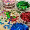 Pó glitter floco de neve a laser de Natal transfronteiriço 4mm areia líquida lantejou enchimento de presente de feriado peças de glitter de vários formatos