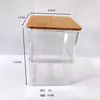 Caixa de Armazenamento de Mesa Doméstica Caixa de Armazenamento para Cotonetes Caixa de Armazenamento Transparente Grande com Tampa de Bambu Pode Ser Empilhada com Caixa Organizadora de Mesa