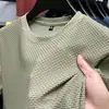Camiseta de Manga Corta con Malla de Bambú y Seda Helada para Hombre, Cuello Redondo, Nuevo Estilo 2026, Marca de Moda, Top de Verano