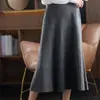 Nova saia midi de lã, peso pesado, saia plissada para mulheres, espessa, macia e quente, elegante