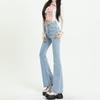 Calça Jeans Flare com Stretch, Modeladora, Azul Claro, Cobrindo Quadris e Barriga, Roupa Exterior, Calça Bootcut, Tendência para Mulheres 2025