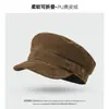 Sombrero Octogonal Retro de Ala Suave para Otoño e Invierno, Boina de Cuero Estilo Nautica, Gorra Plana de Gamuza de Gama Alta