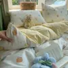 Juego de Ropa de Cama de Algodón Lavado de Doble Capa de Gasa de Grado Súper Suave para Dormir Naked de Clase A Juego de Cuatro Piezas Funda de Edredón Sábanas de Cama Juego de Tres de Cuatro Piezas para Dormitorio