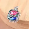 Colgante Saquito Diseño de Nicho para Mujer Abrelatas Flor de Esmalte Cloisonné Botella de Fragancia Plata Azul Quemado Colgante