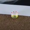 Acessórios para Joias DIY Materiais para Miçangas Miçangas Soltas Gato da Sorte Cerâmico Pulseira Fio de Jade Furo Horizontal Furo Lateral Flor de Ameixa Gato Pintado à Mão