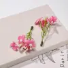 4 cabezas de flor de seda artificial con teñido degradado, cabezas pequeñas de flor de ciruelo para tocados de boda hechos a mano DIY, pequeños ramos de flores artificiales al por mayor