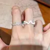 Anillo Abierto con Flor de Perla Artificial y Lazo Estilo Coreano para Mujer, Diseño de Nicho, Anillo Versátil para el Dedo Índice con Acabado de Alta Gama