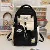 Mochila soft girl muito estilosa, mini bolsa mini ins, conjunto de mochila de duas peças para estudantes universitárias para passeios de primavera