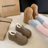 Estilo Novo Inverno 2025 Forrado com Lã Cabeça Grande Feio Plataforma Sola Grossa Aumento de Altura e Quente Uma Perna Birkenstock Sapatos de Algodão Botas de Neve Femininas