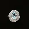 Anel de Topázio Azul Natural S925 Venda Quente Europeia e Americana Pequeno Cheiro Totalmente Diamantado Moda Anel de Alta Qualidade para Mulheres