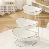 Cesta de Frutas Multicapa de Lujo Ligero y Gama Alta para Sala de Estar, Bandeja de Frutas de Doble y Tres Niveles, Plato para Snacks y Frutas Secas, Venta al por Mayor