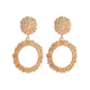 Pendientes redondos huecos exagerados transfronterizos, pendientes circulares de diseño creativo de moda retro para mujer, pendientes de estilo europeo y americano al por mayor