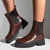 Botas Femininas de Comércio Exterior Plus Size Versátil Moda Salto Bloco Baixo Solado Grosso Novas Femininas Outono Inverno 2025 Cor Sólida