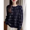 Nuevo Suéter Abrigo Delgado de Cuello Redondo para Primavera y Otoño 2026 Moda Holgada Estilo Francés Cárdigan Tejido para Mujer