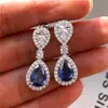Versáteis novos brincos de gota azul royal da Cao Shi para noivas e eventos noturnos femininos, acessórios simples e elegantes europeus e americanos