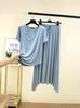 Traje de falda de manga corta con cuello en V modal para mujer, ropa exterior de verano de talla grande, estilo coreano, traje informal holgado y adelgazante de dos piezas