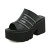 2022 Verão Novo Amazon Plataforma Europeia e Americana Sandálias Peep-toe Femininas Combinação de Cores Bico Redondo Salto Grosso Tamanho Grande Sapatos Femininos