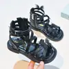 Sandalias Romanas de Princesa de Color Sólido para Niñas, Caña Media, Verano 2026, Nuevas, Casuales, Versátiles, Suela Suave, de Moda, para Playa