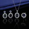 Amazon Comercio Exterior Azul Rojo Amarillo Verde Morado Blanco Piedra Preciosa Zirconia Conjunto de Collar Anillo Pendientes para Mujer