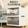 Armário de armazenamento transparente doméstico de 38/48 de largura para lanches, brinquedos e itens diversos; dobrável e móvel com design de tampa basculante