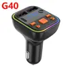 Novo carro com luz colorida Bluetooth viva-voz MP3 player transmissor FM para carro TYPE-C Bluetooth Carregador de carro USB Duplo