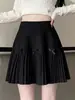 Ropa de Otoño e Invierno para Mujer Estilo Coreano Simple Color Sólido Falda Corta de Punto Plisada Mujer Cintura Alta Elegante Reductora de Edad Falda Corta de Punto de Media Longitud
