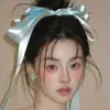 ¡Sentido de niña! Accesorios para el Cabello con Cinta de Lazo Grande Azul, Pinza para la Parte Superior del Disco del Cabello, Tocado Dulce Elegante Nupcial, Foto