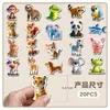 20 Peças de Ímãs de Geladeira Magnéticos Macios Originais de Animais 3D, Fofos e Adoráveis Desenhos Animados Transfronteiriços Impermeáveis Decorativos Adesivos Totalmente Magnéticos