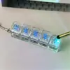 Llavero creativo de alta transparencia con cuatro botones y probador de interruptor iluminado, gadget para aliviar el estrés, juguete colgante transparente iluminado, regalo