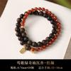Diseño Original Nuevo Estilo Chino Ágata Roja del Sur Cuenta Redonda Pulsera de Doble Círculo para Mujer Wenwan Madera de Agar Pulsera de Madera Joyería Regalo