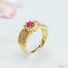 Anillo de Rubí Natural Guan Yu Anillo Vintage Texturizado de Piedras Preciosas Coloridas Joyería Venta al por Mayor en Vivo Dropshipping S4083001