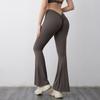 Pantalones acampanados plisados en V traseros color durazno, mallas de yoga para realzar la cadera, pantalones de fitness de pierna ancha, deportivos para correr de secado rápido, se pueden usar en exteriores