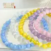 Pulsera de Piedra Ojo de Gato Rosa con Cuentas para Mujer, Estilo de Nicho Exquisito de Gama Alta, Pulsera Apilable, Pulsera de Vidrio de Color Caramelo al por Mayor