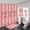 Serie Día de San Valentín Cortina de Ducha Felpudo Cuatro Piezas Baño del Hogar Separación Seco y Húmedo Cortina de Ducha Cortina de Ducha Impermeable