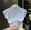 Camiseta Base Adelgazante de Ajuste Delgado, Elegante y de Gama Alta para Mujer, Nuevo Estilo Verano 2026, Color Sólido, Cuello Medio Alto, Top Versátil
