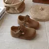 Sandálias Birkenstocks Estilo Coreano Coelho Tongku para Crianças Menina Bebê Sola Macia Sapatos para Caminhar 1-3 Anos Menino Casuais Camurça Pequenos Sapatos de Couro