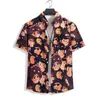 Camisa estampada de pájaros de manga corta para hombre, estilo callejero vintage de verano, hawaiana casual, para pareja, vacaciones, playa, camisa floral